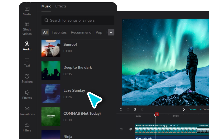 Add songs and transitions
