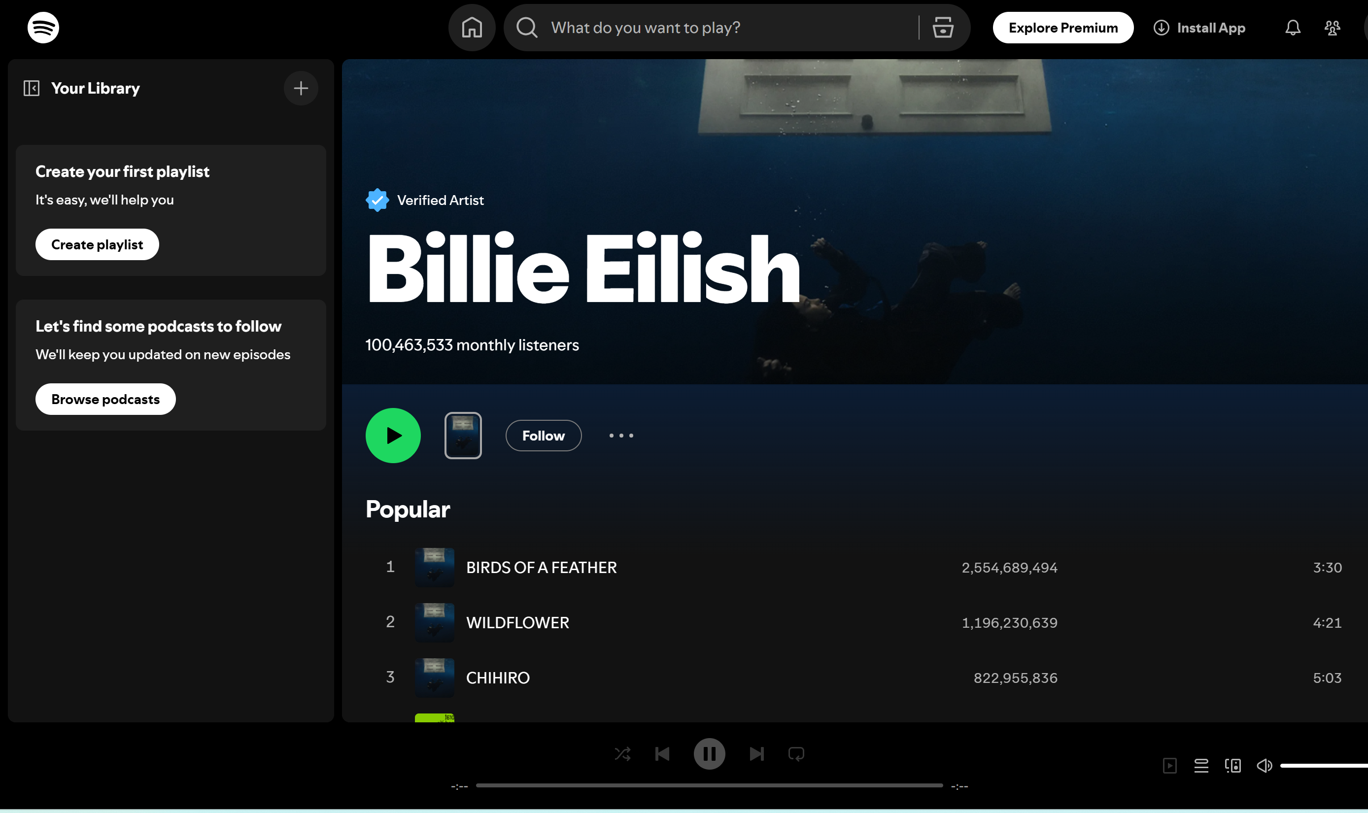 Billie Eilish — the highest-streamed artist on Spotify with dark pop music
