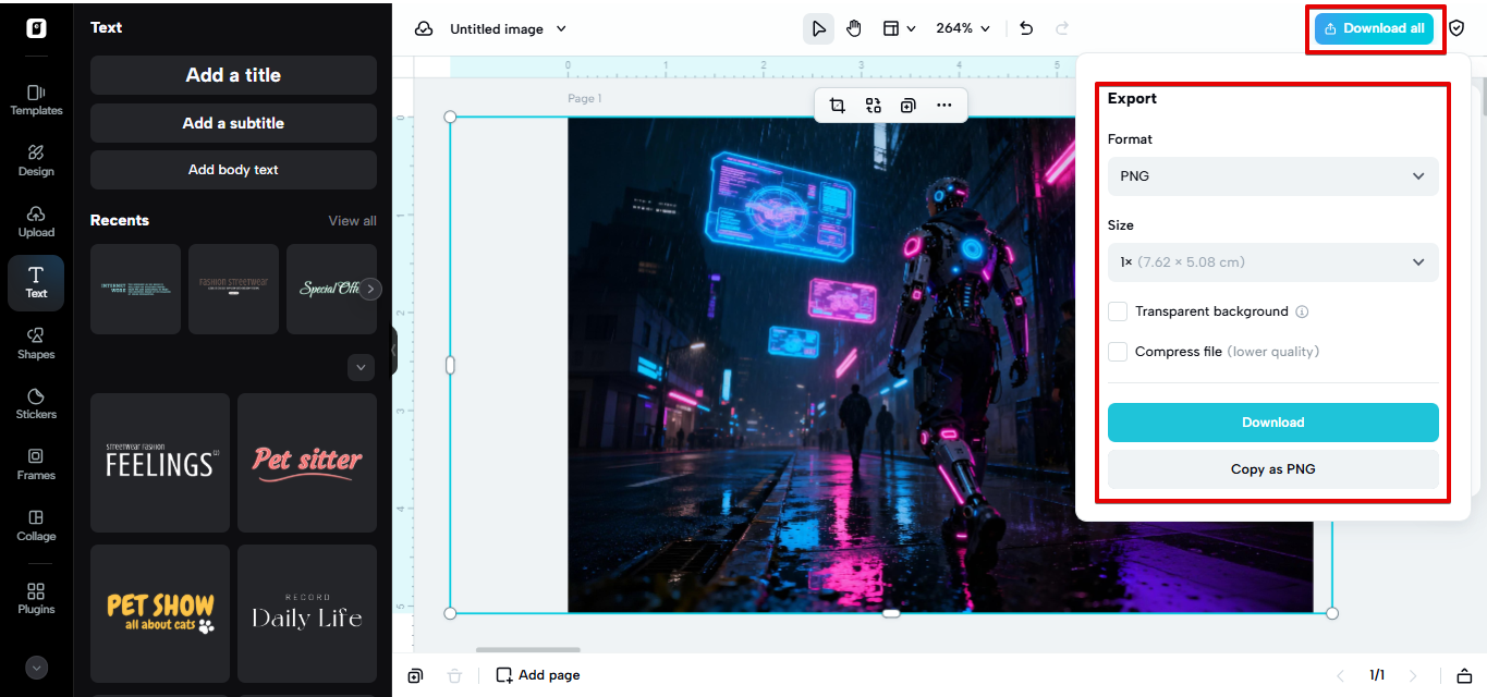 Экспорт изображения на устройство