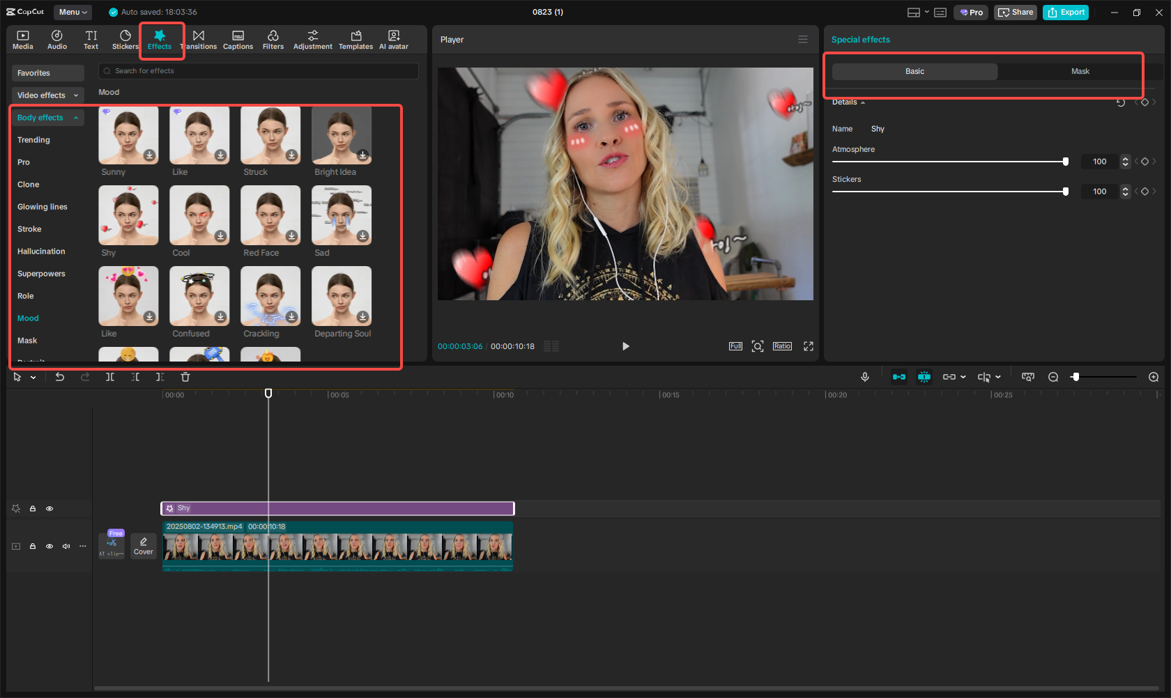 Aplicar efeitos faciais ao vídeo