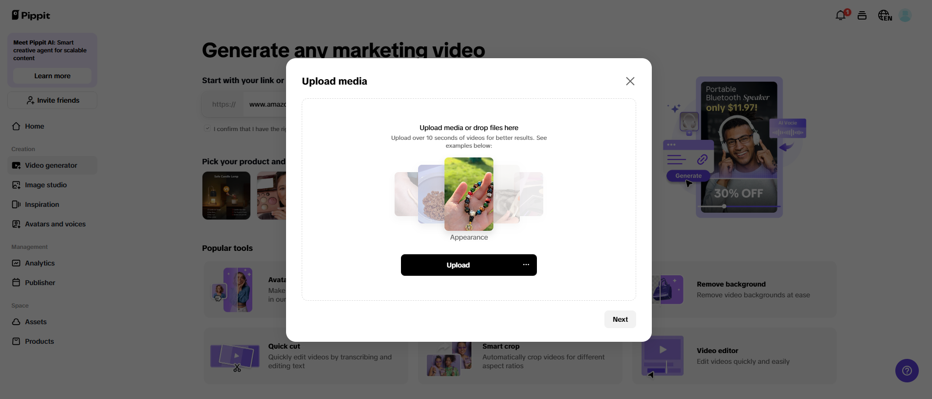 Upload media