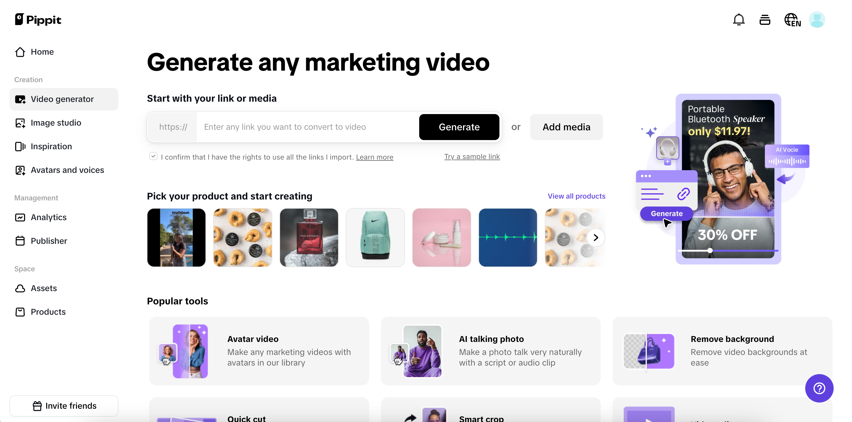 Create custom videos with one click
