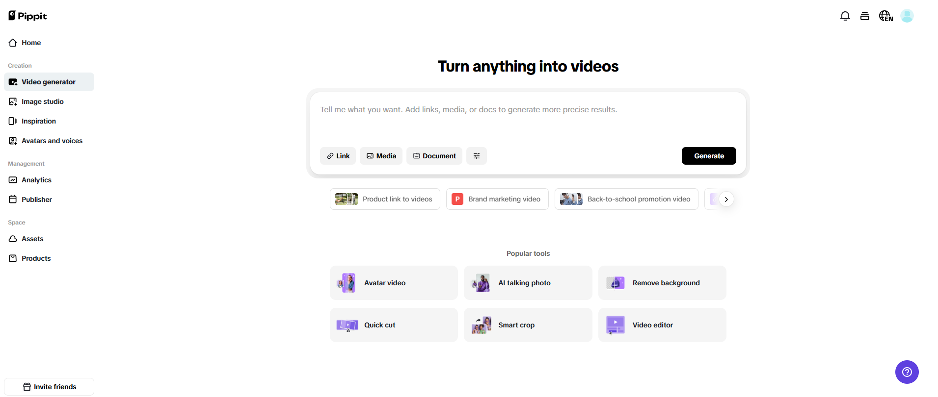 One click video generation