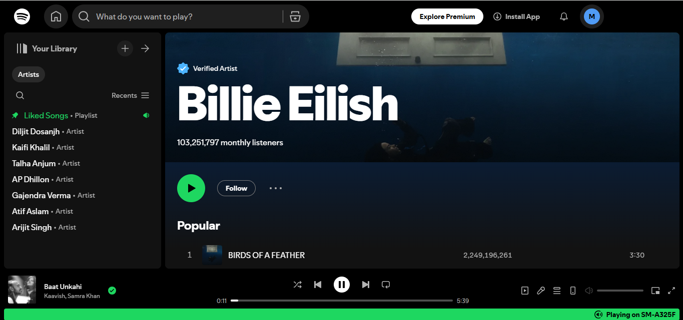 Billie Eilish - ศิลปินสตรีมมากที่สุดบน Spotify ตลอดกาล
