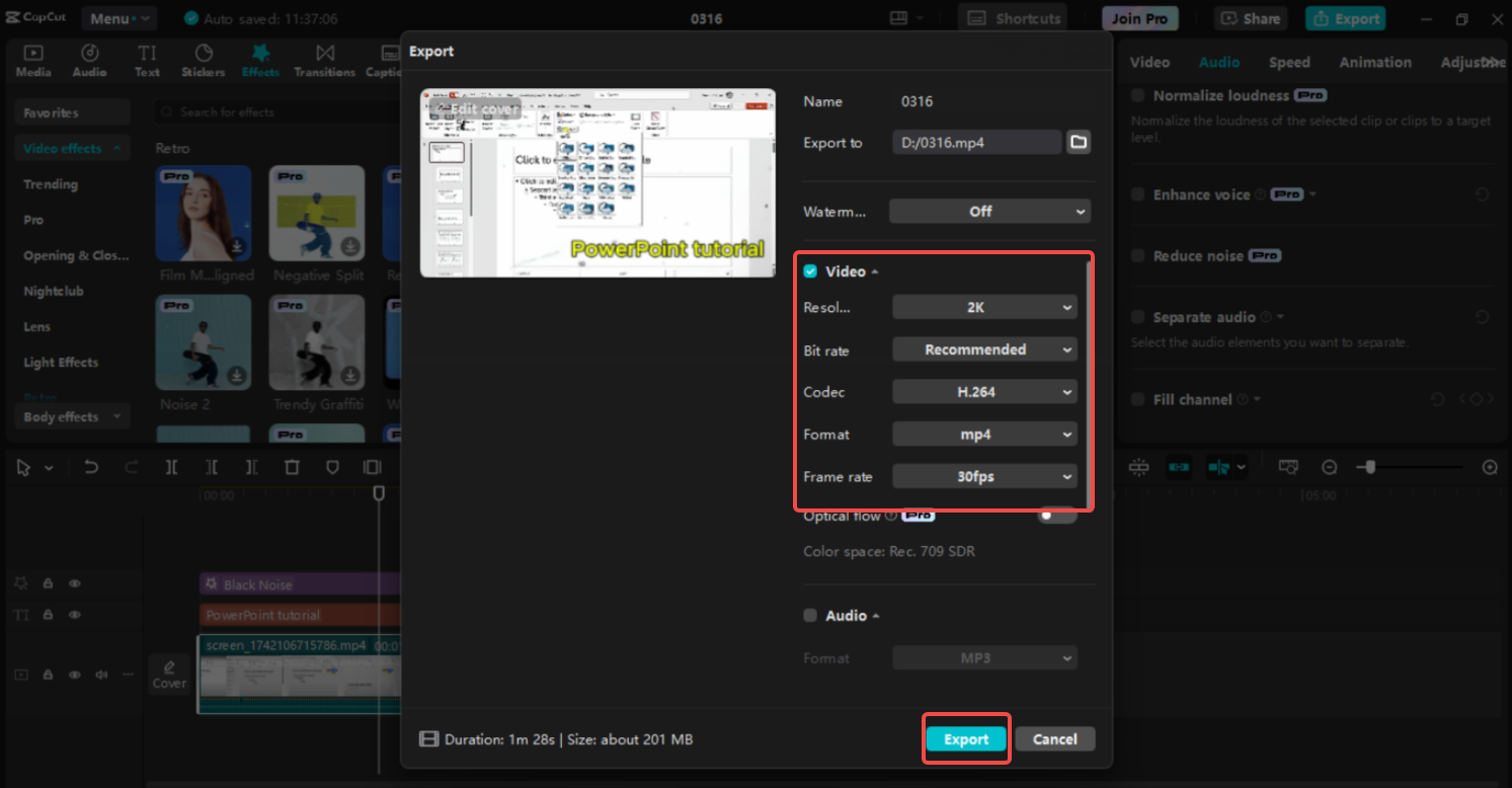 Mengeksport video dalam CapCut