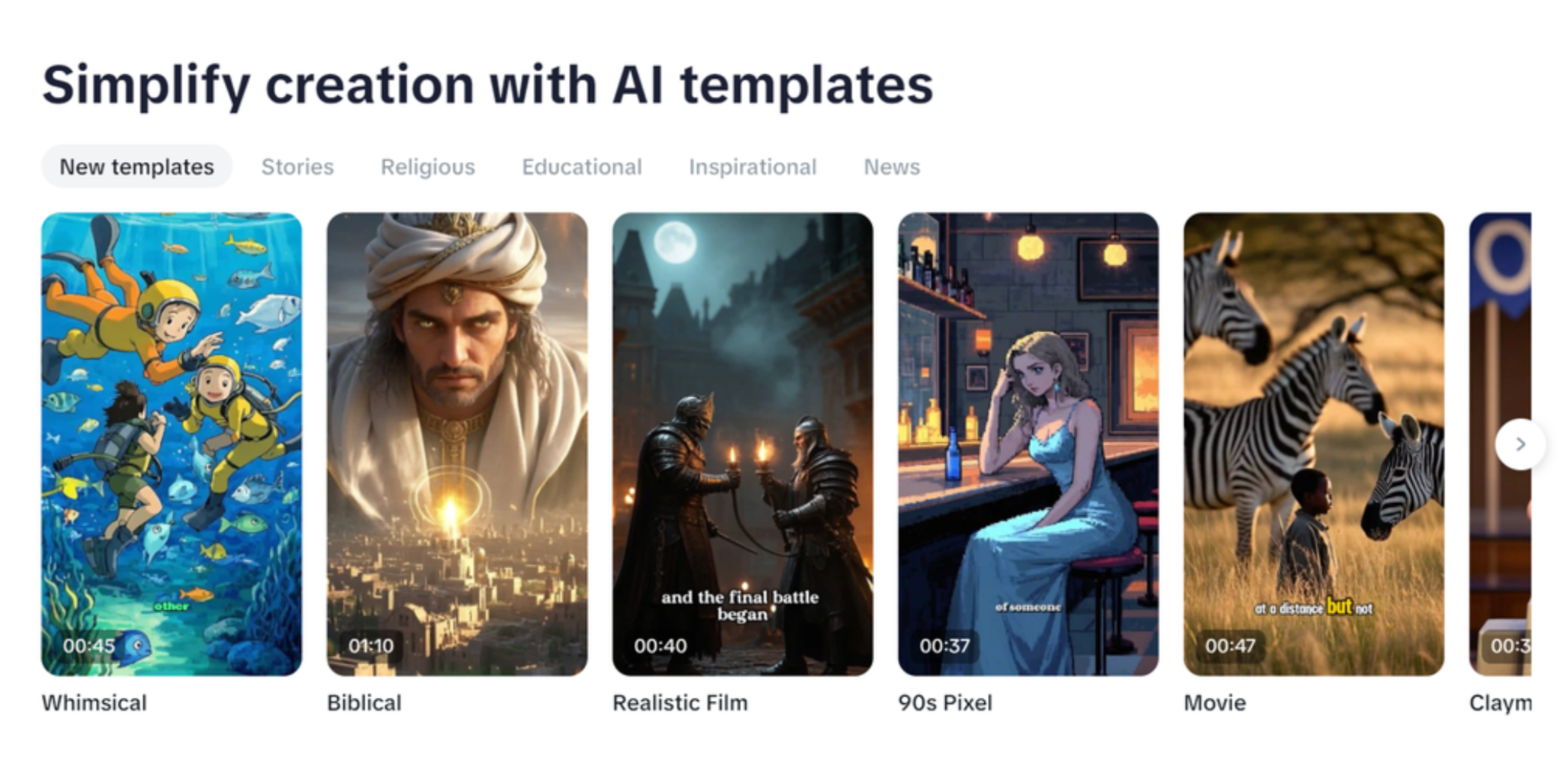 Explore available templates in CapCut AI video generator