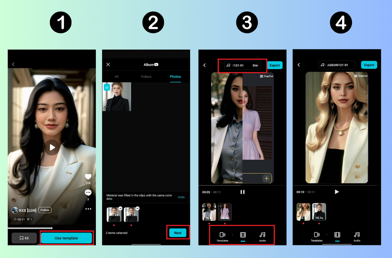 Utilizzo del modello di scambio facciale sull' CapCut app