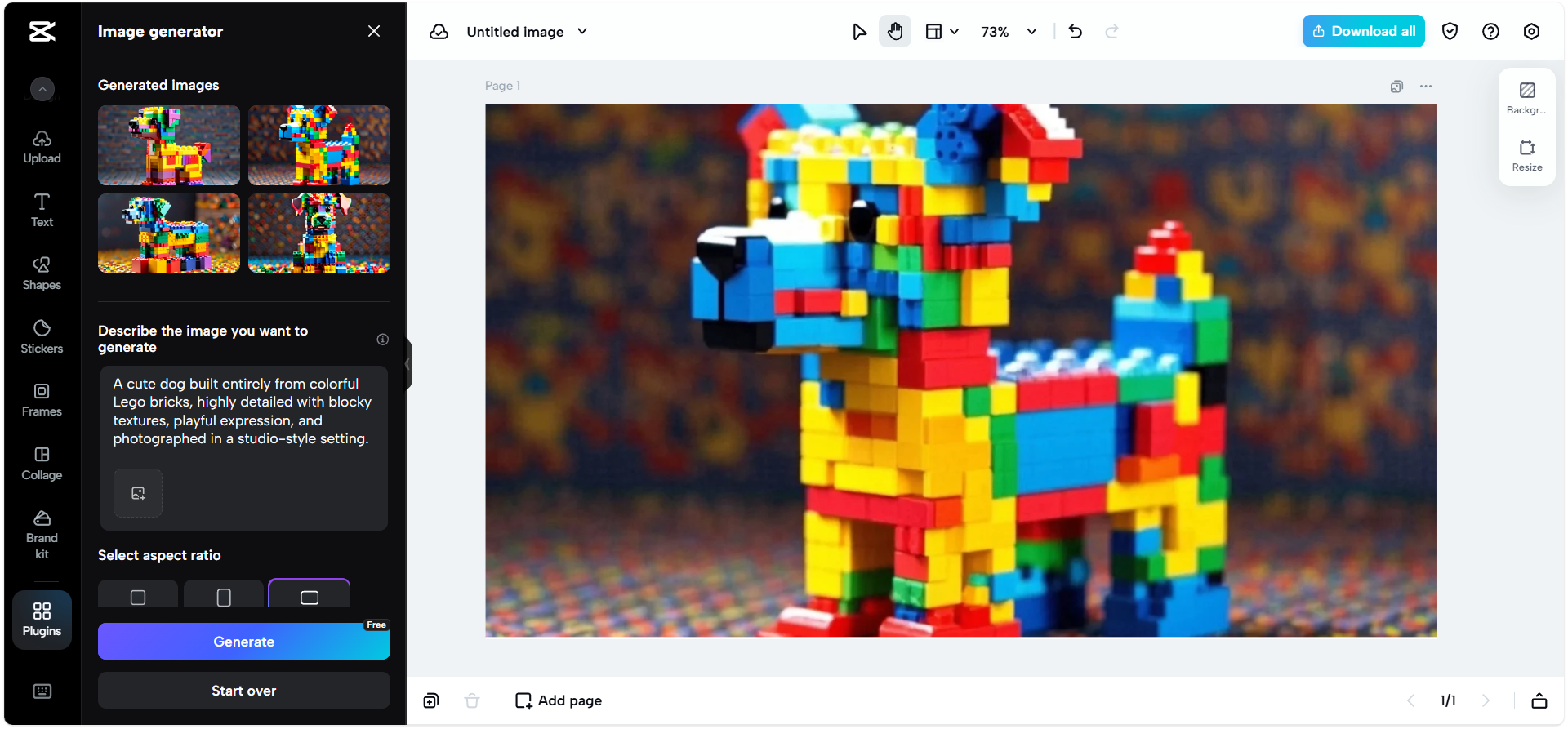 CapCut Web AI Lego art generator