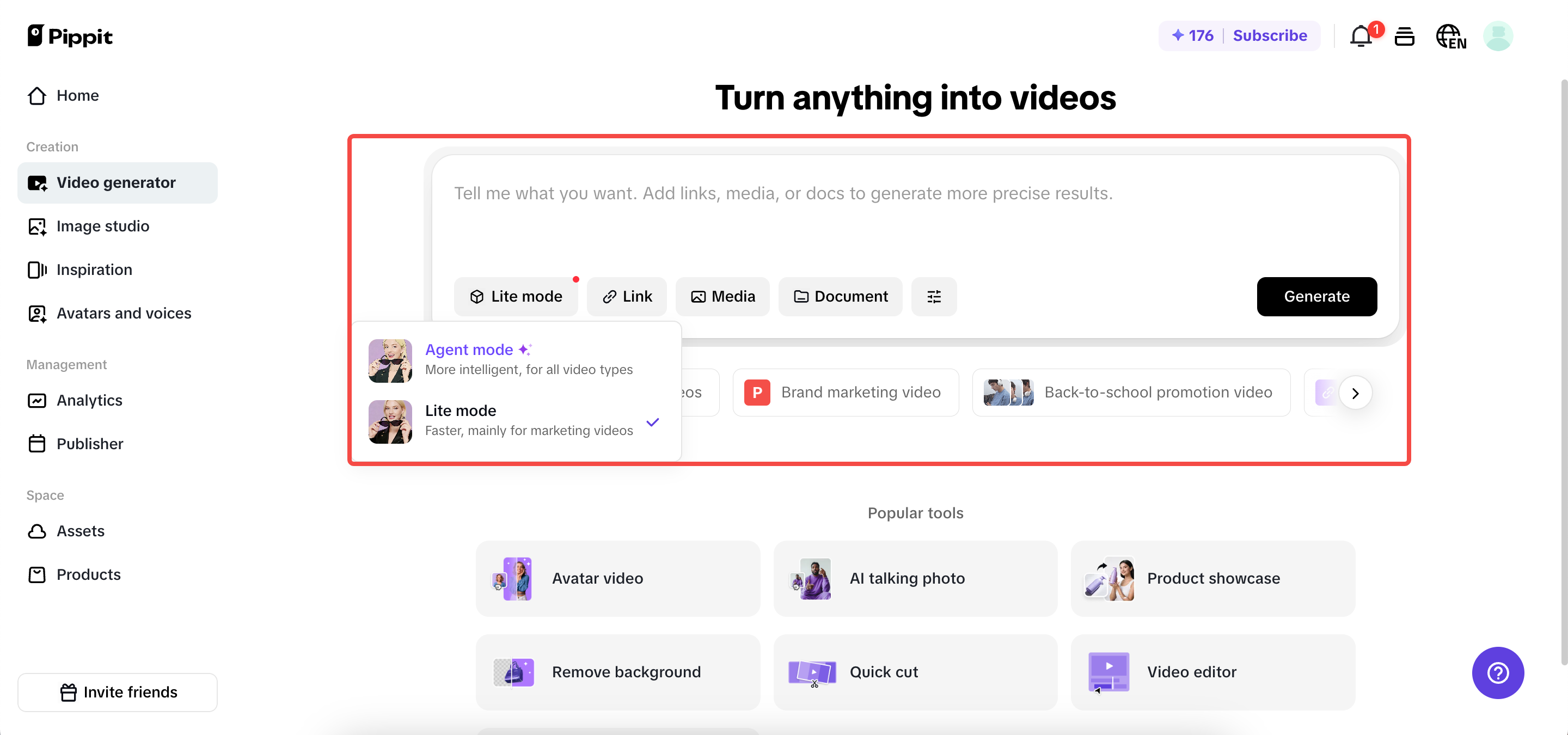 Get started with URL, prompt, and photos