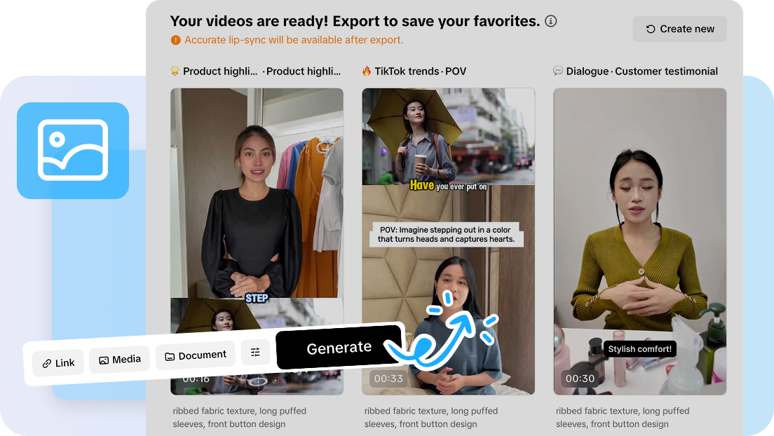 One-click vertical video creation