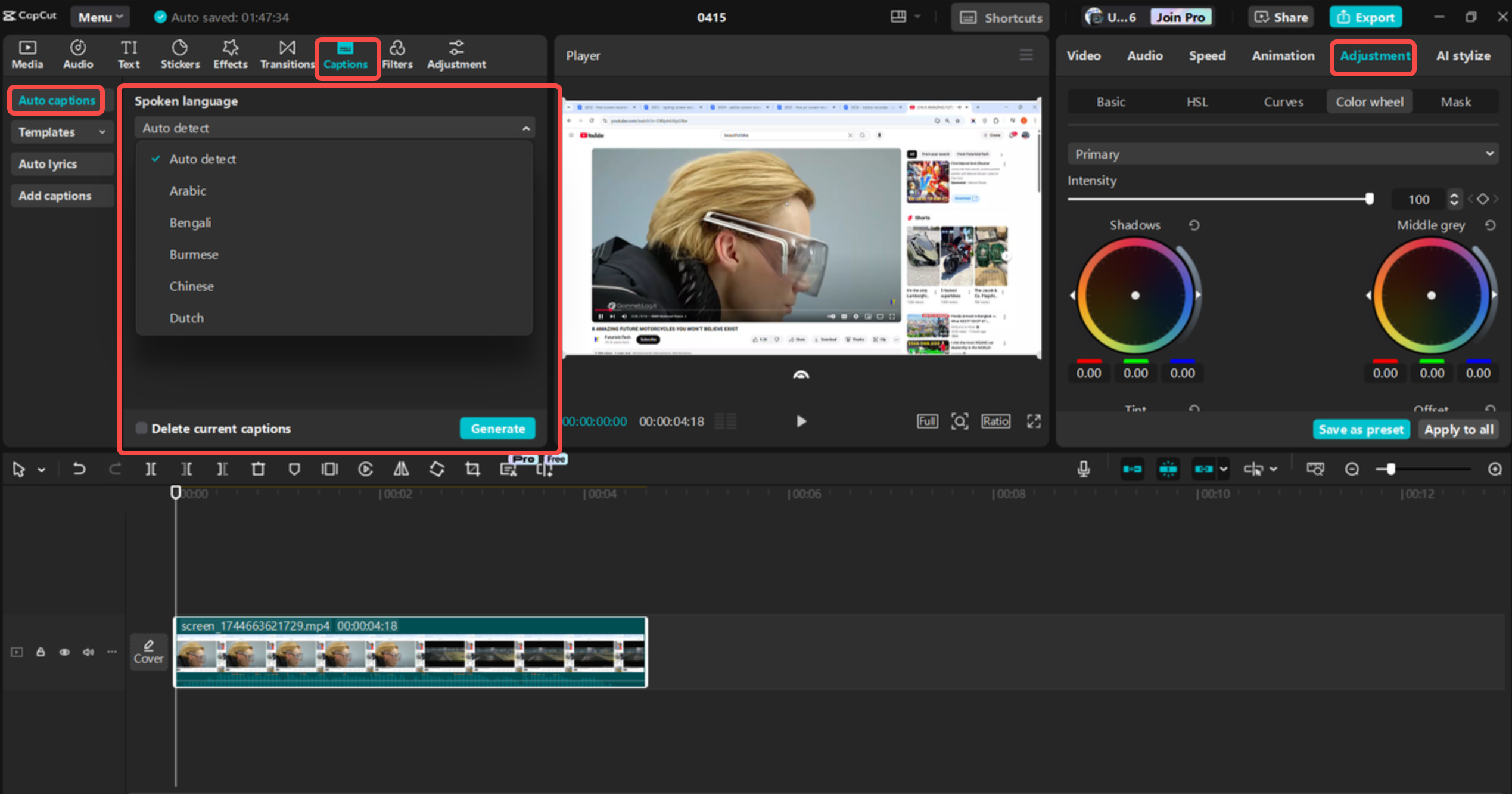 Enhancing screen recording in the CapCut desktop video editor