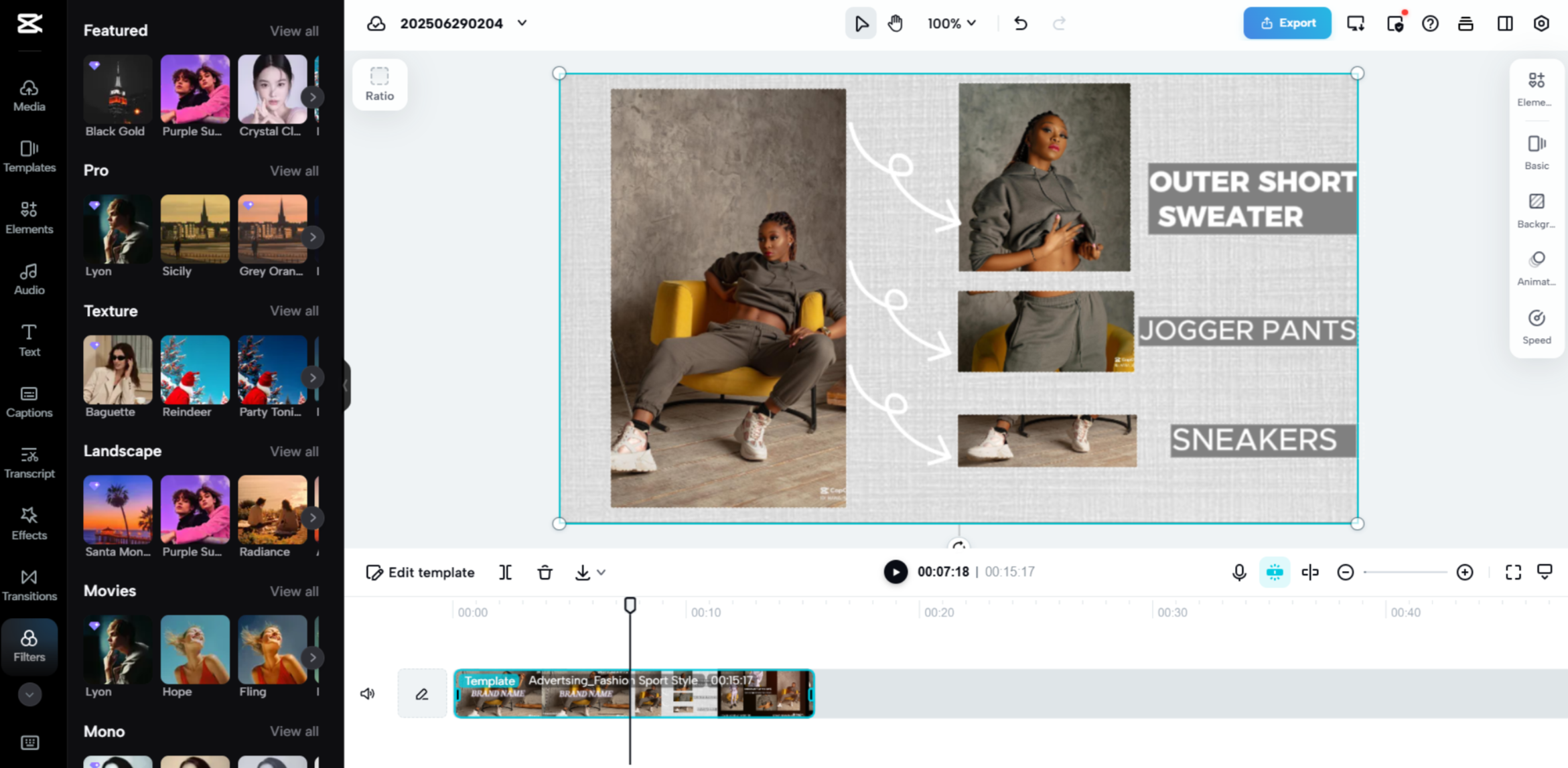Antarmuka editor video desktop CapCut - alat terbaik untuk membuat iklan lokal.