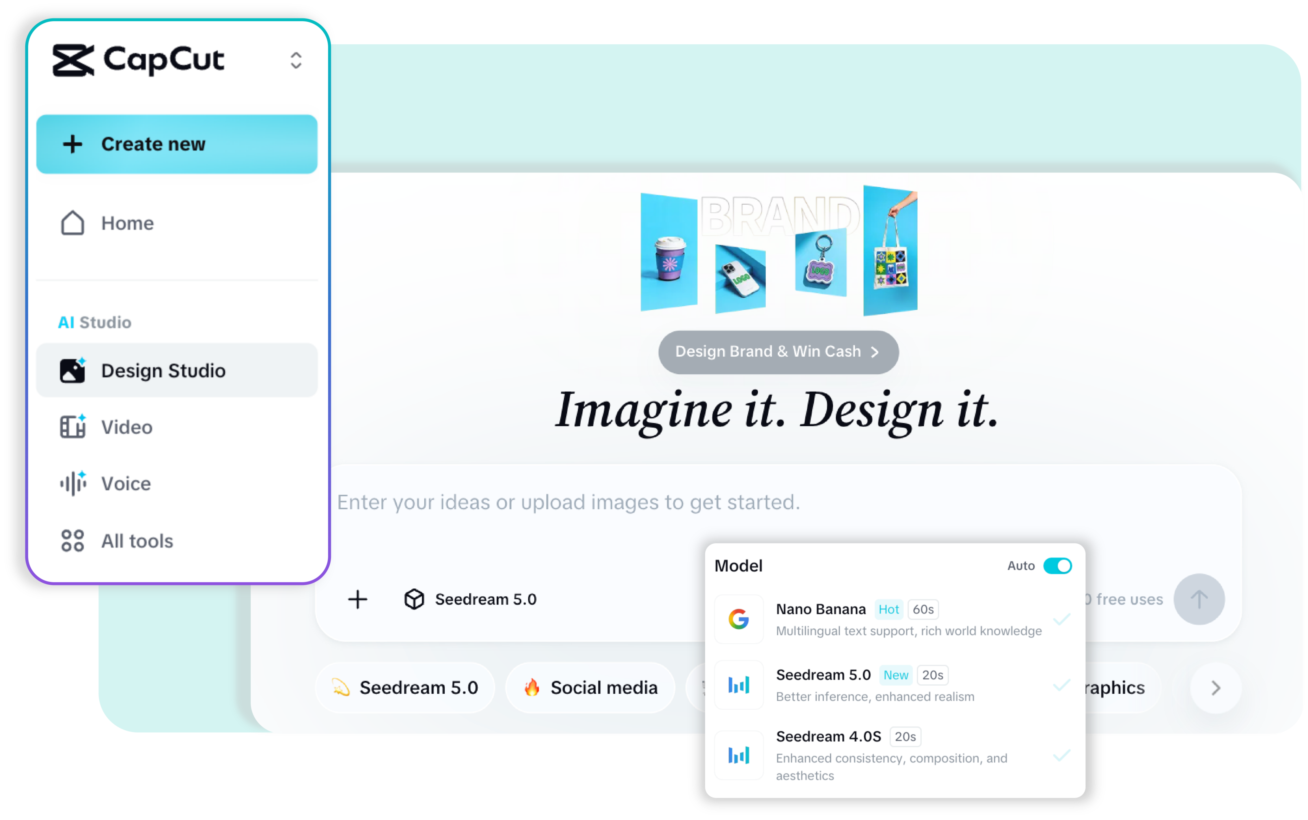 Step 1: Open CapCut's Design Studio