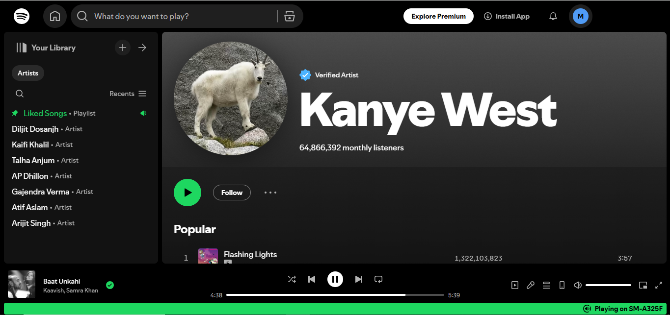 Kanye West- ศิลปินที่สตรีมมากที่สุดตลอดกาลบน Spotify