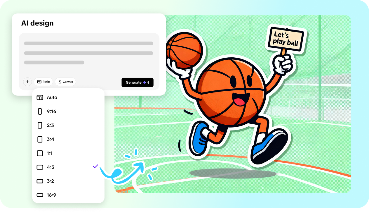 Size option for creating stickers with Pippit
