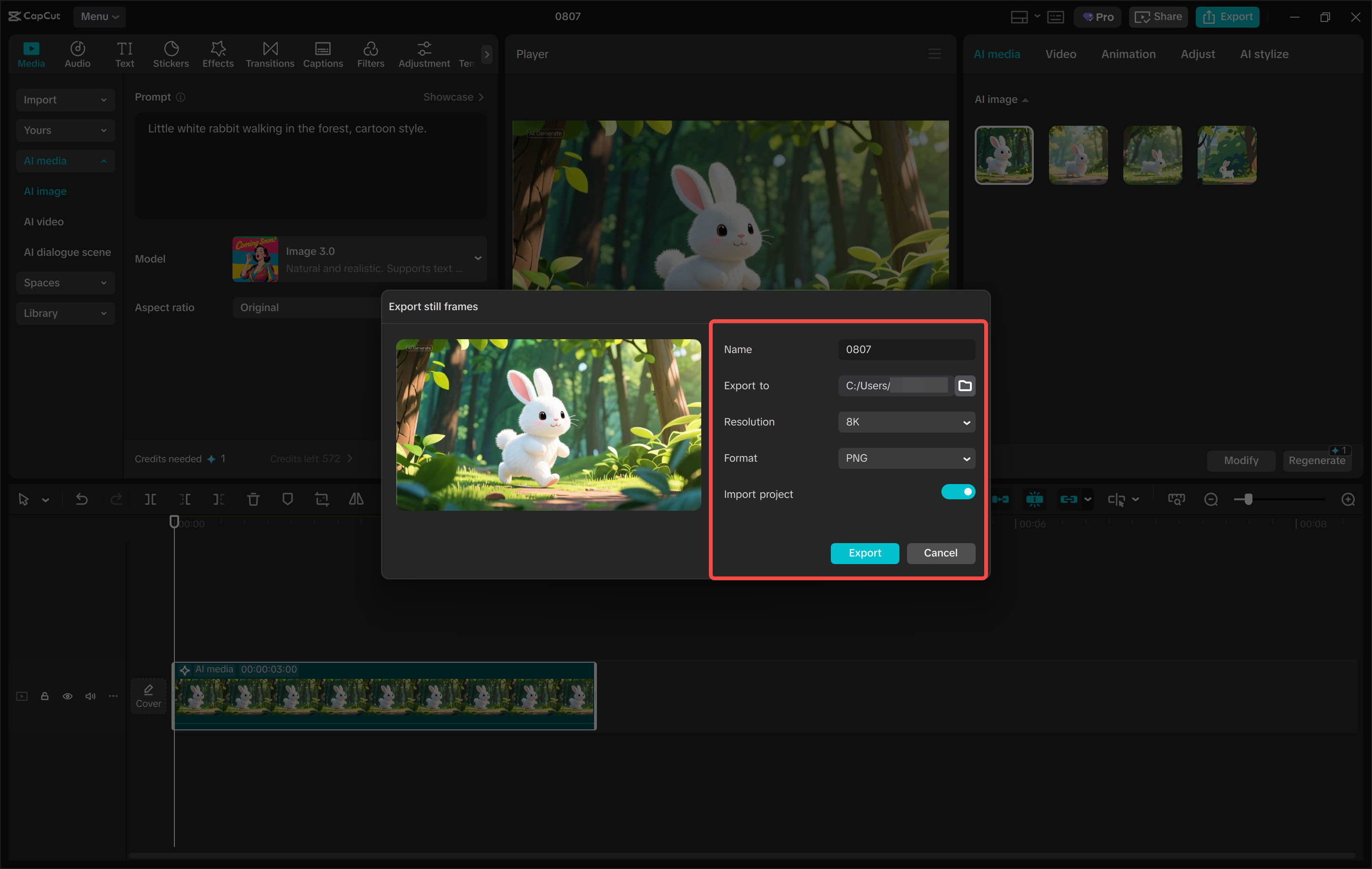 Downloading images from the CapCut desktop video editor