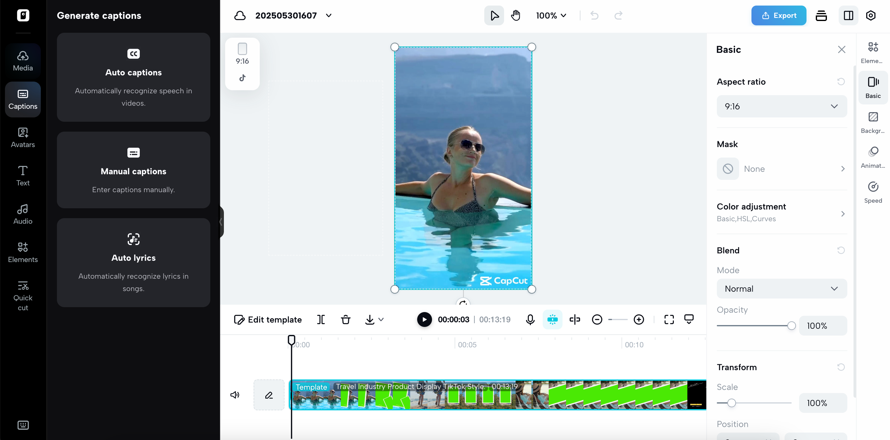 Edit travel ad video