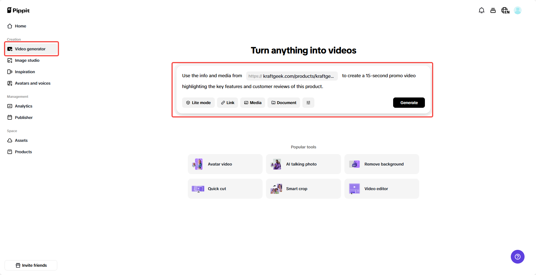 Generate a video from ideas