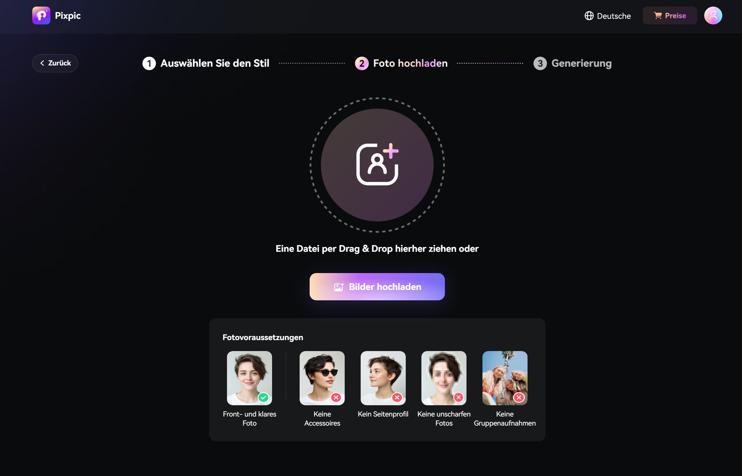 Interface de Media.io - un créateur de personnage en ligne idéal et gratuit