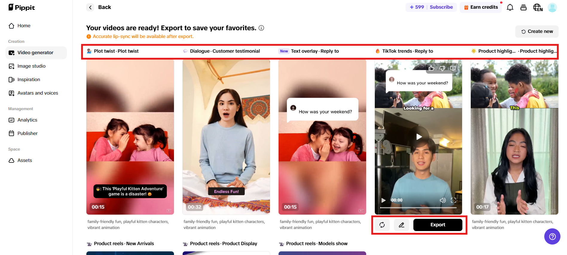 Tercih ettiğiniz oluşturulmuş videoyu seçin