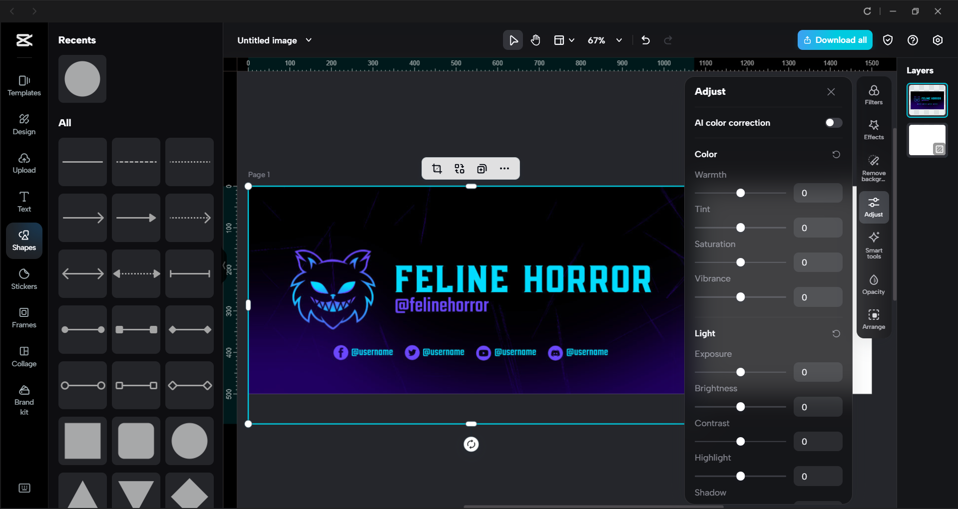 Interface do editor de vídeo para desktop CapCut - um gerador de banners Twitch altamente eficiente
