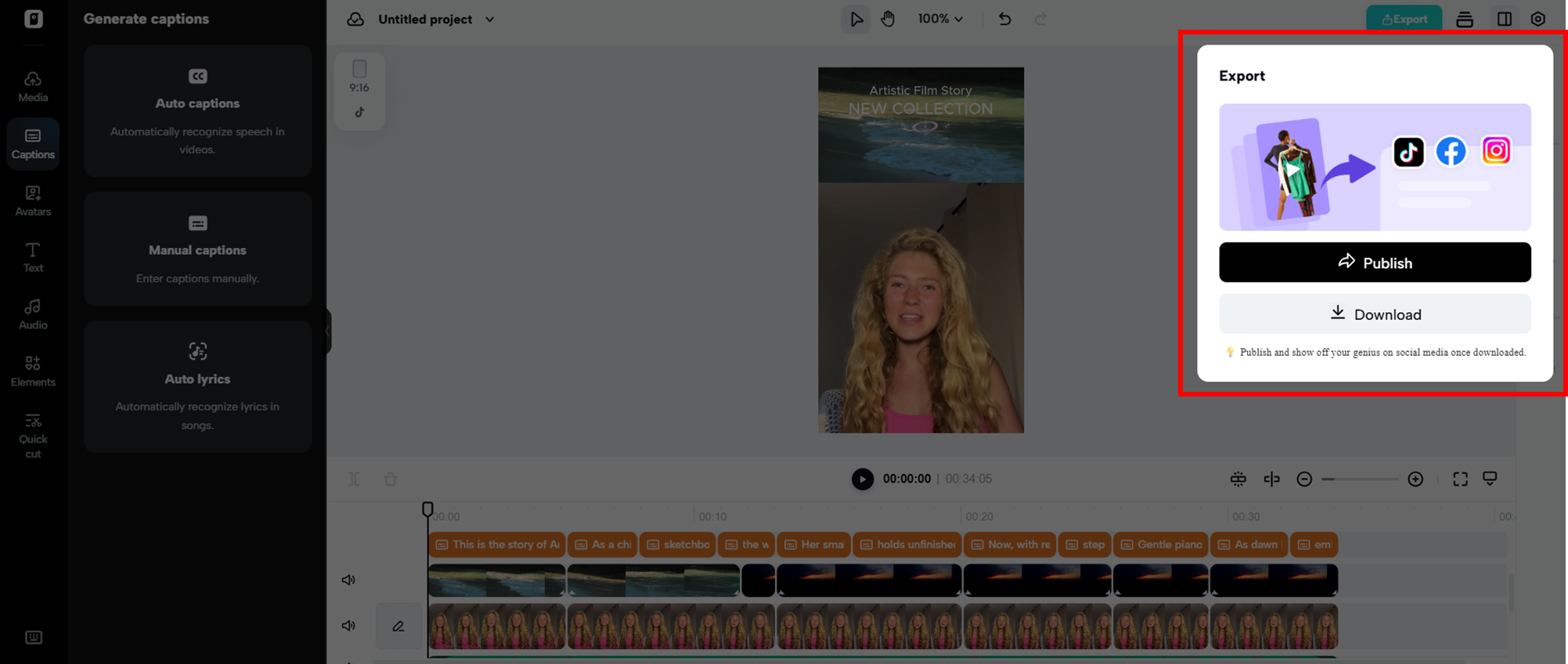 Opublikuj lub pobierz stworzony film