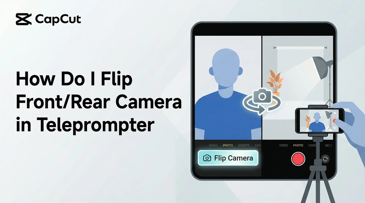 fotocamera frontale in teleprompt