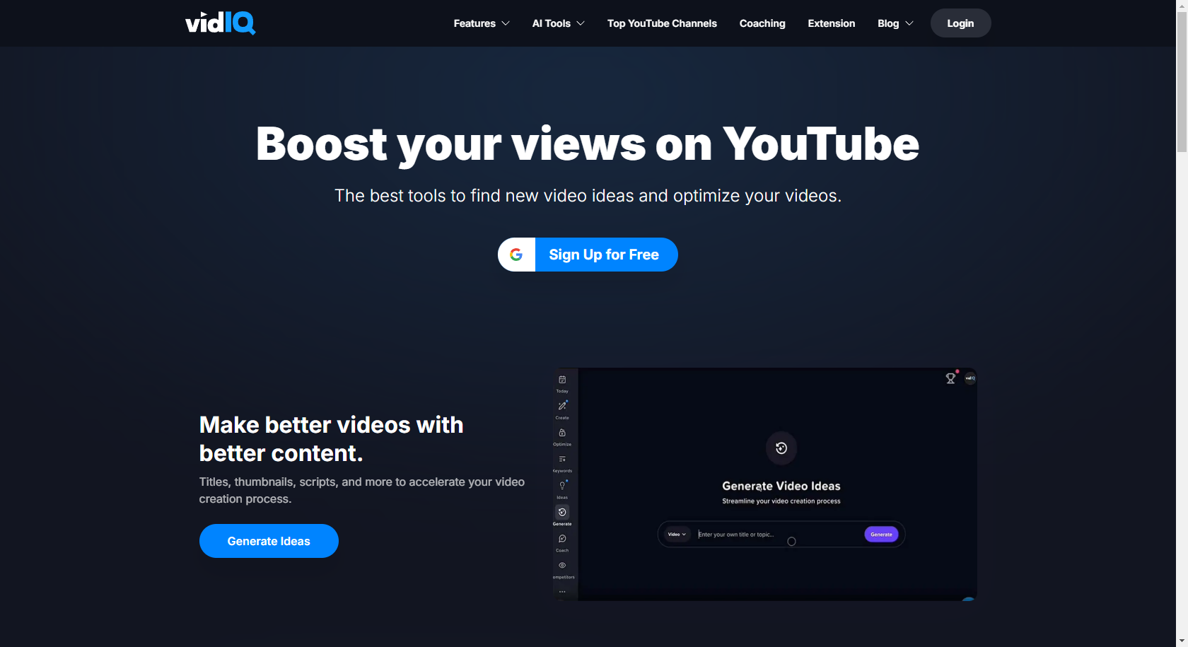 VidIQ per aumentare la visualizzazione di YouTube