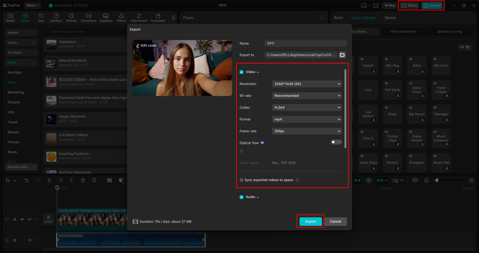 Mengekspor video dari editor video desktop CapCut