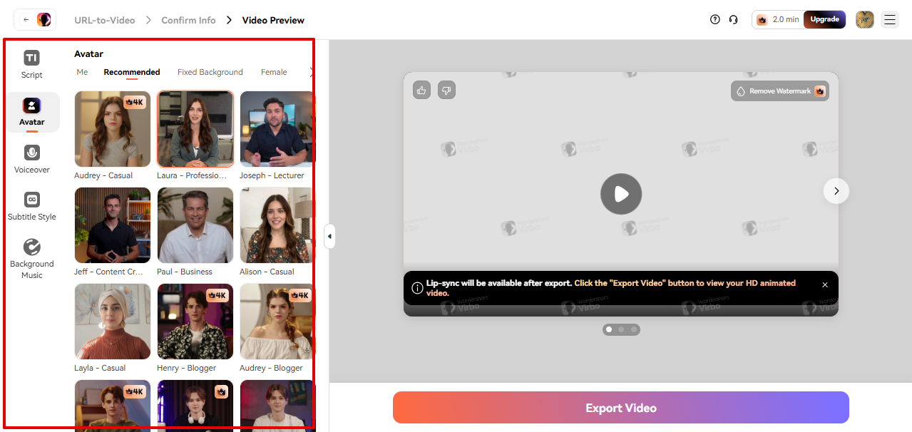 Wondershare Virbo link to video