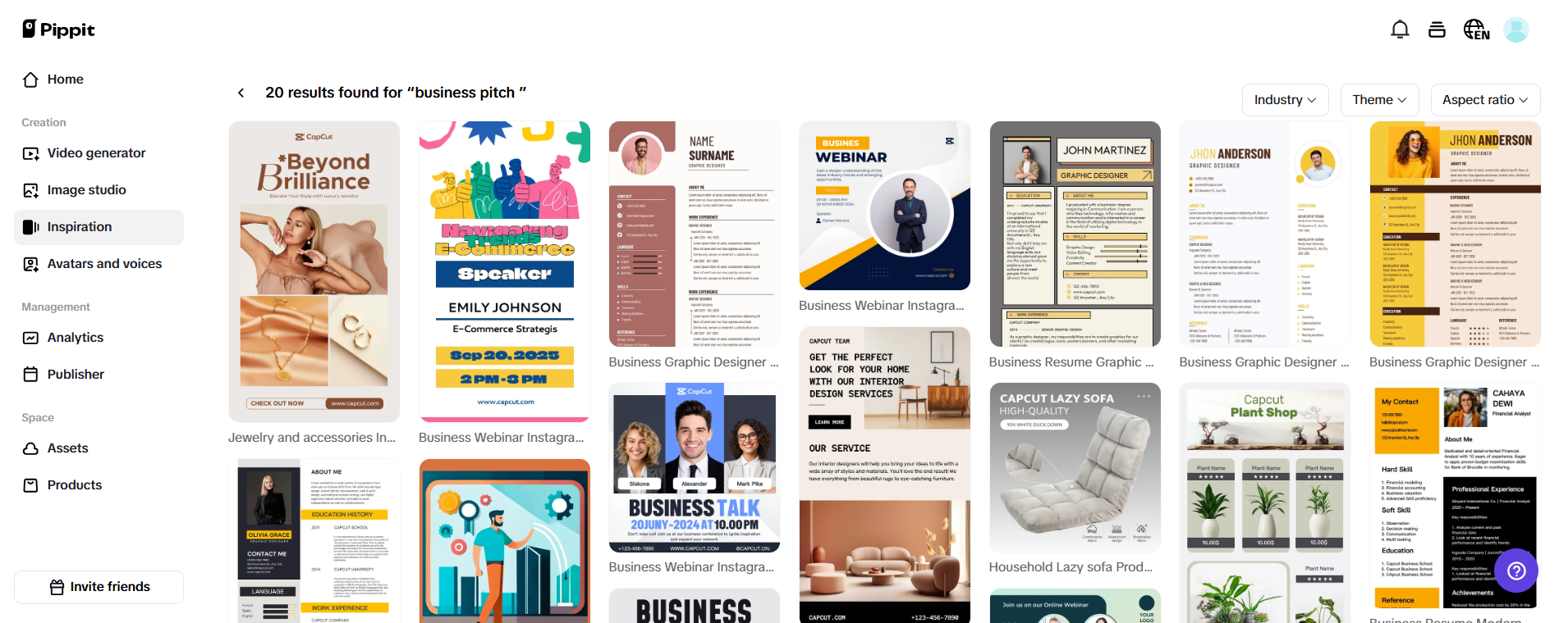 Beberapa template bisnis