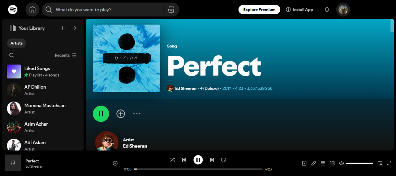 Perfect by Ed Sheeran - Spotify top songs