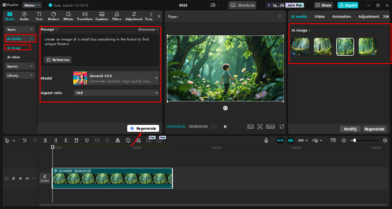 Pag-convert ng prompt sa isang imahe sa CapCut desktop video editor