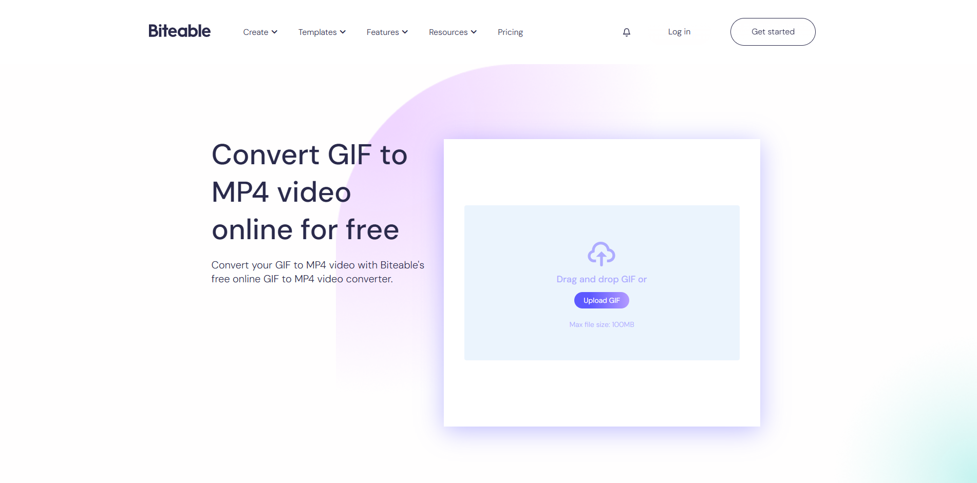 Interfaz de Biteable - otro convertidor de GIF a video gratuito