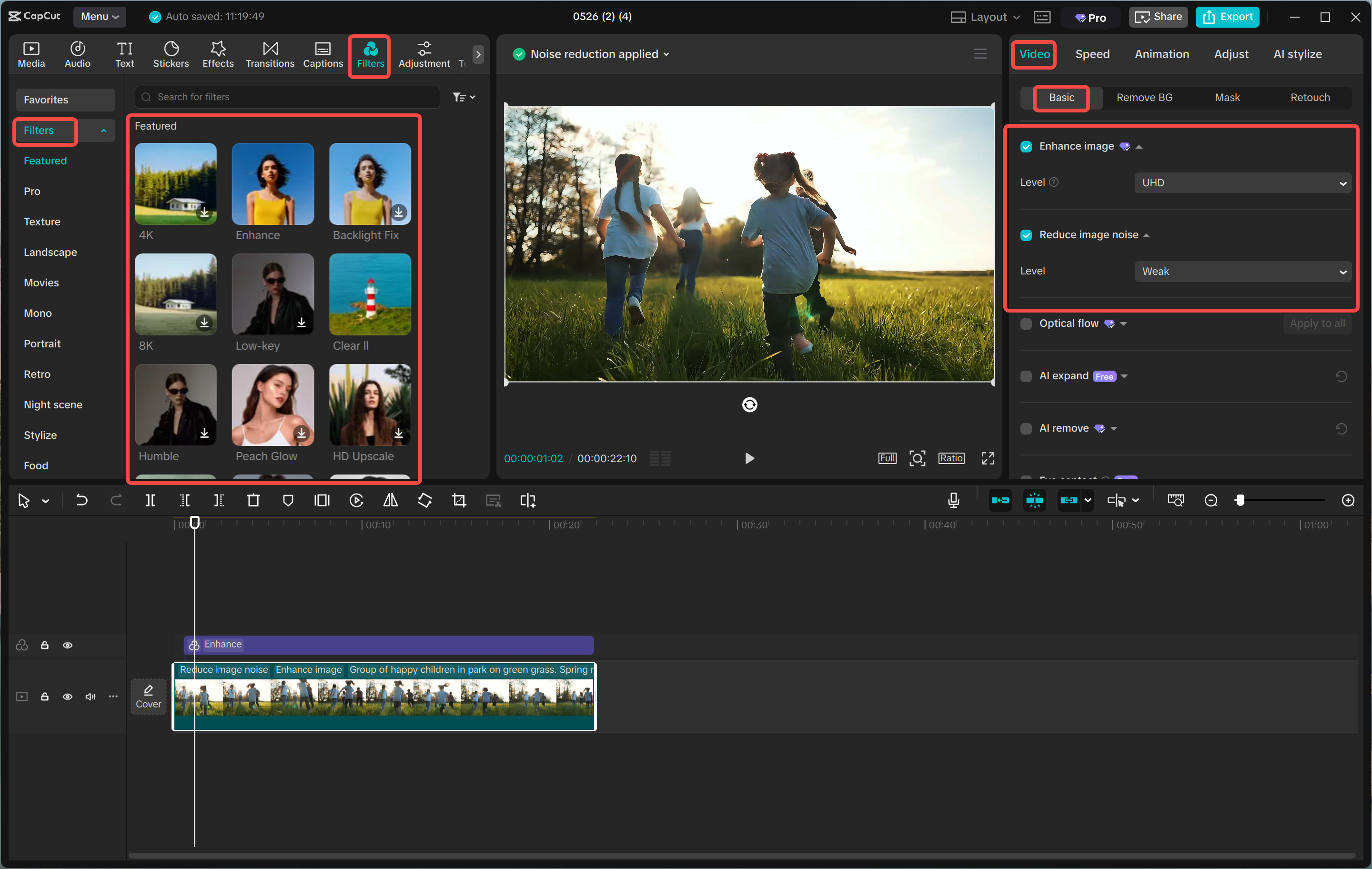Editing the image using AI tools in the CapCut desktop video editor