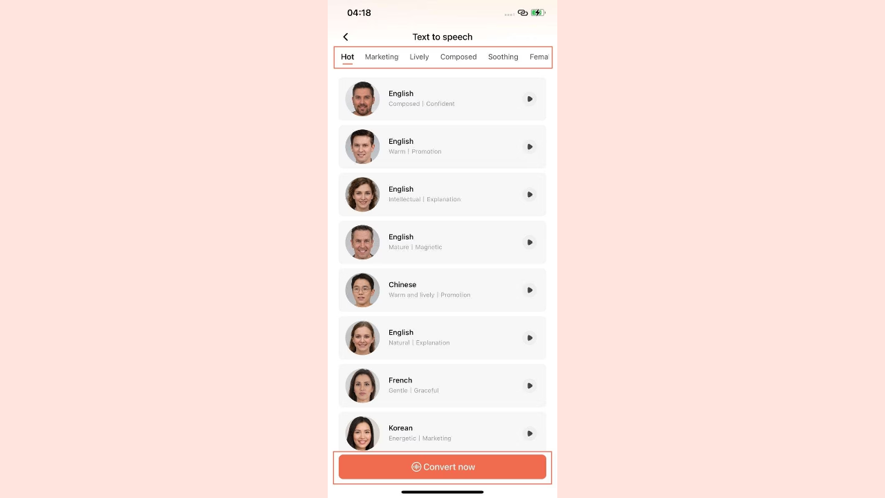 Virbo app interface