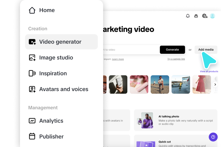 Upload product link or media