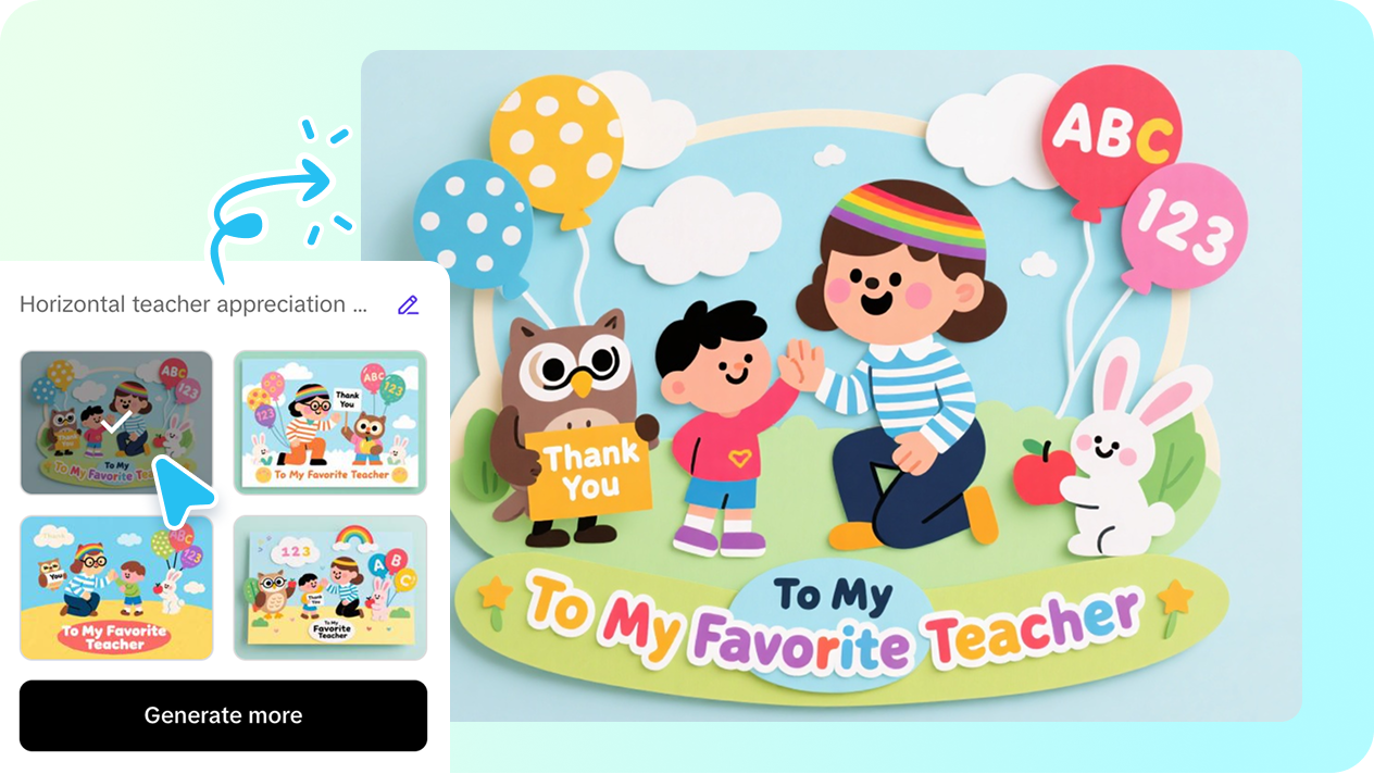 Turn prompts into thank you teacher cards