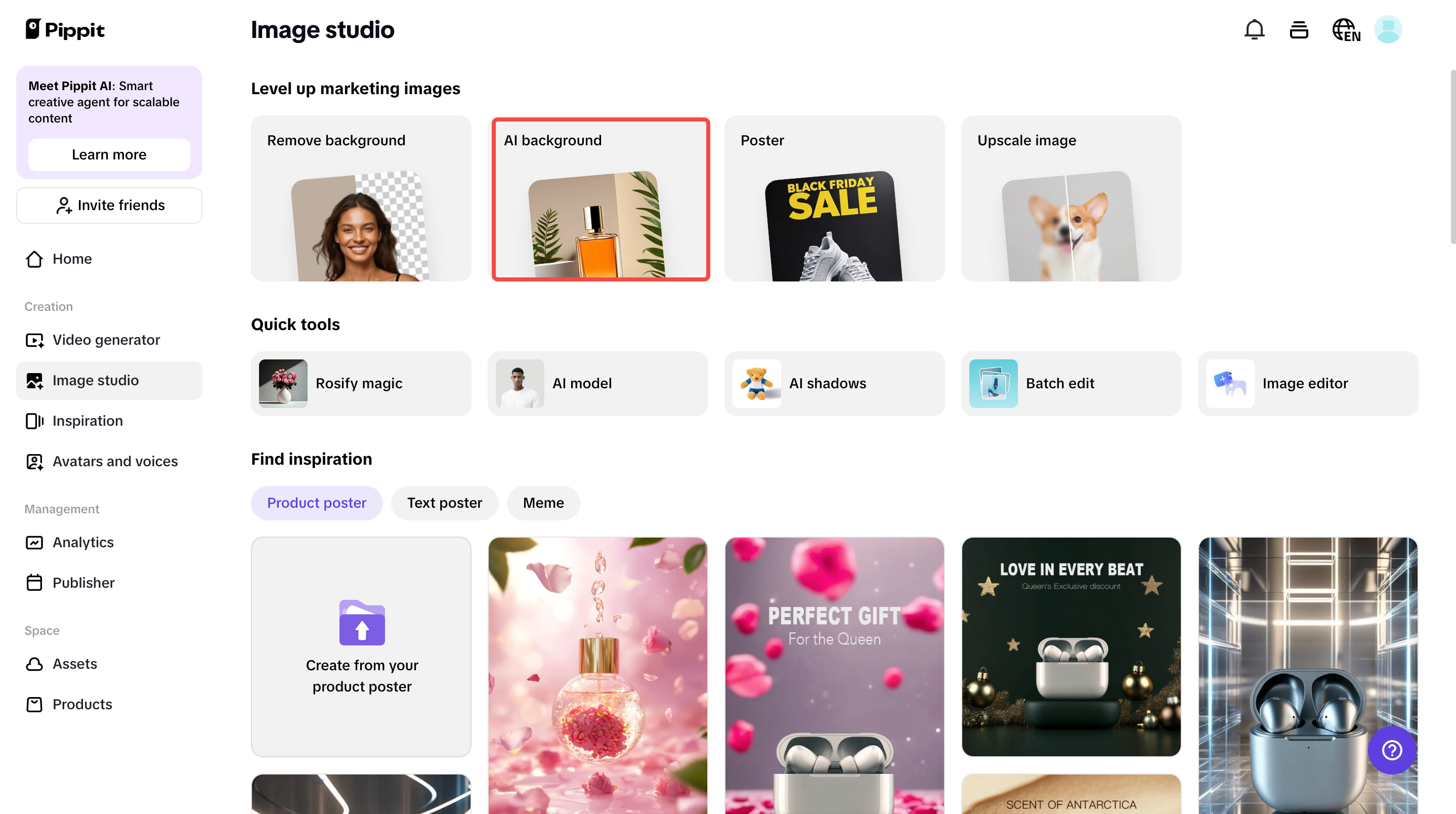 Access "AI background" to get started
