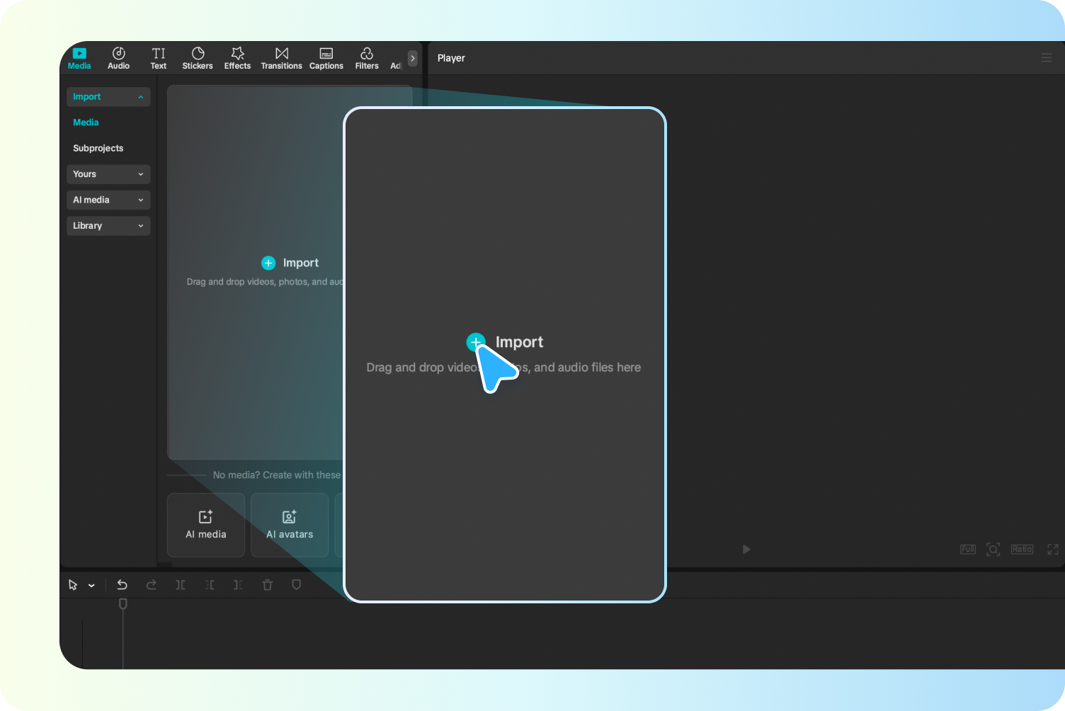 Importing a video into the CapCut desktop video editor