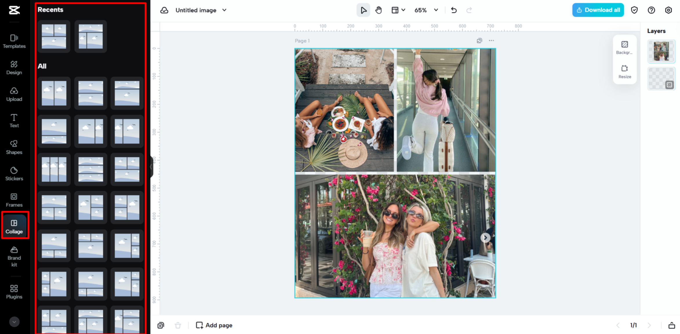 Personalizzare il layout fotografico su CapCut Web