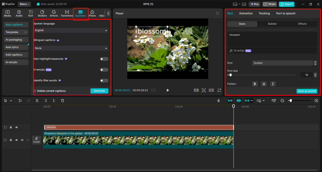 Adding captions, font, and upscaling video to the CapCut desktop video editor