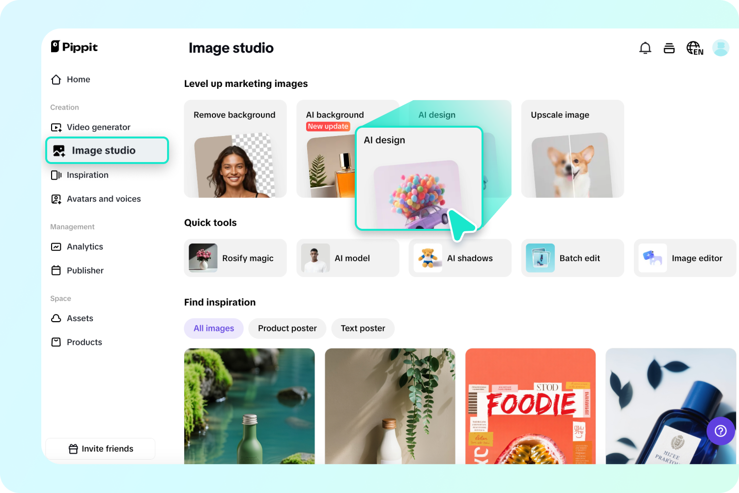 Navigate to AI design tool