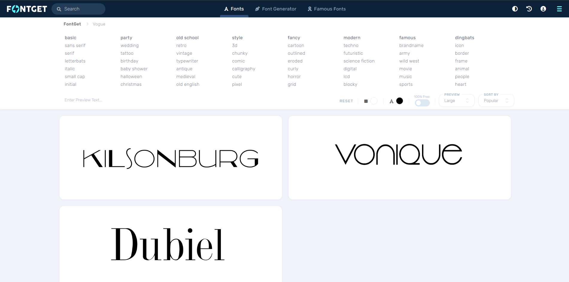 Interfaz de FontGet: la herramienta perfecta para descargar fuentes de Vogue