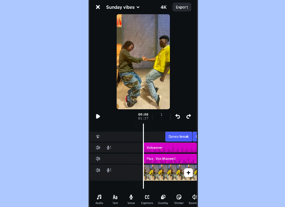 Instagram Edits interface