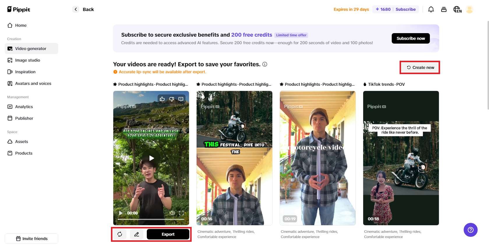 Change, edit, or export your video
