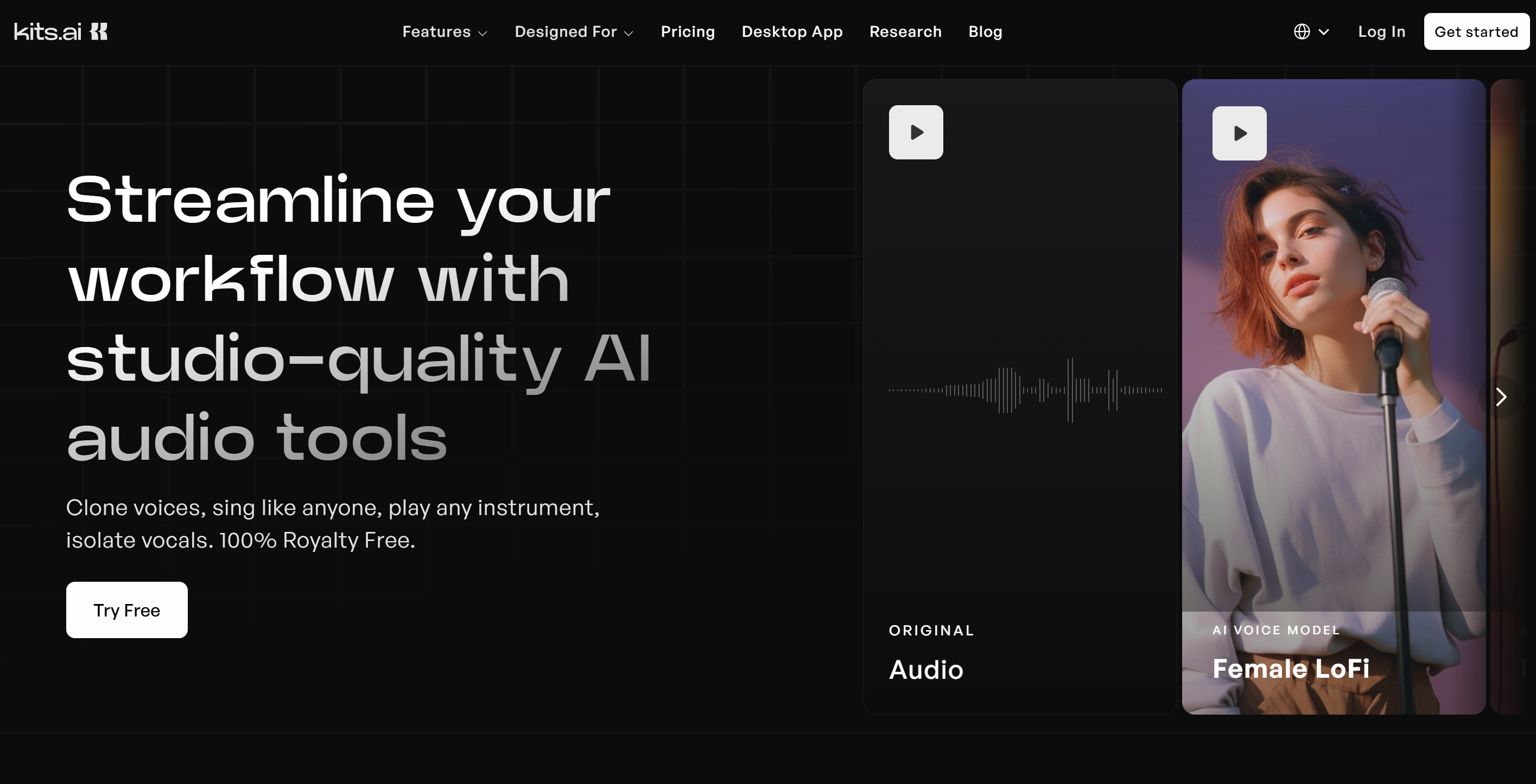 Interface de Kits AI - l'un des meilleurs générateurs de chant par intelligence artificielle