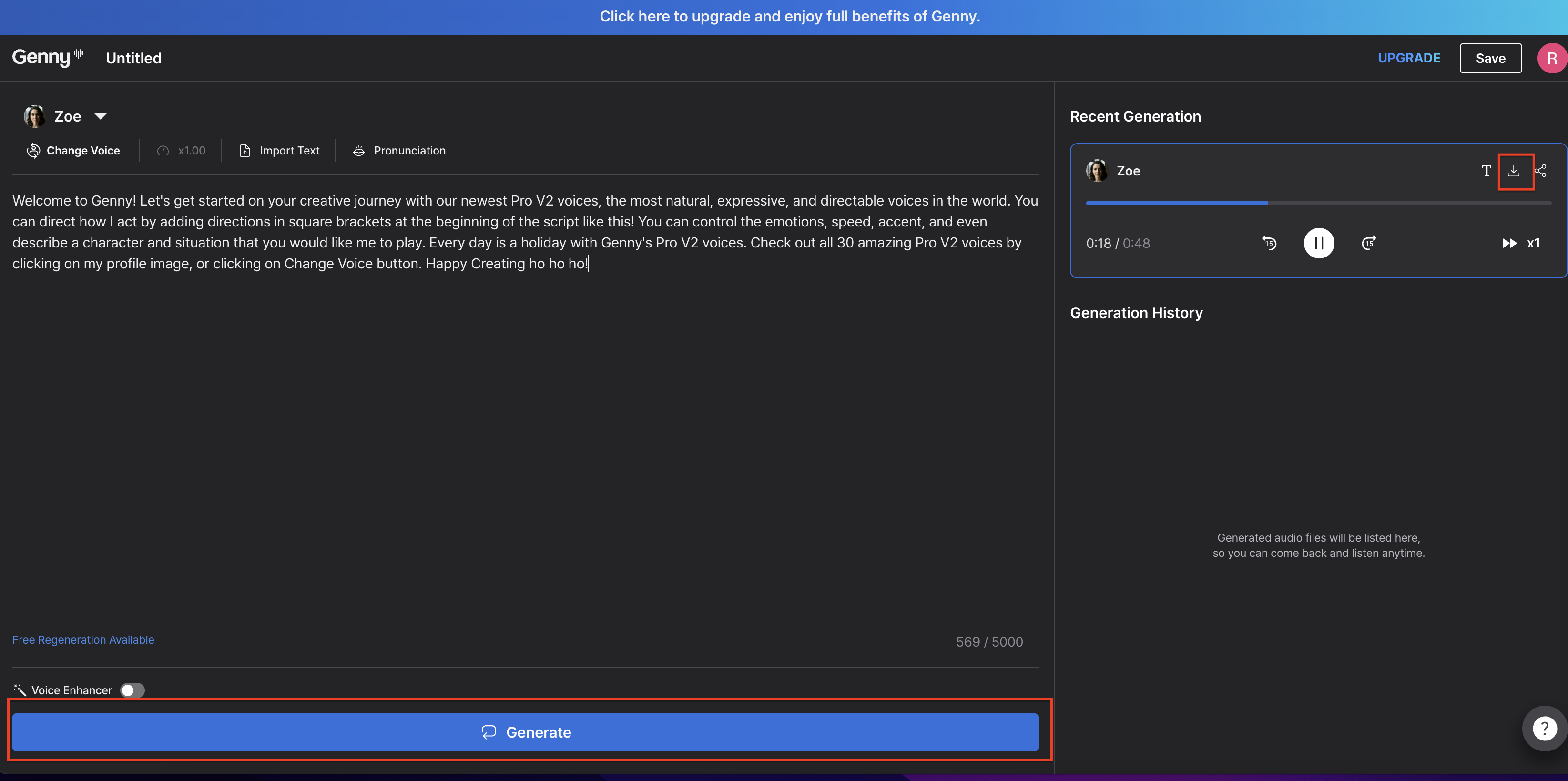 Generate and download