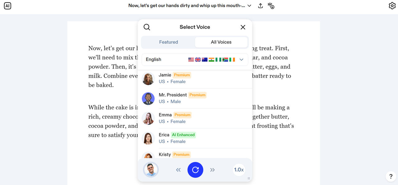 Select voice