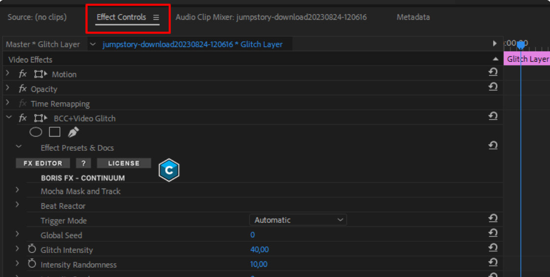 Mostrando come creare una transizione glitch gratuita Premiere Pro